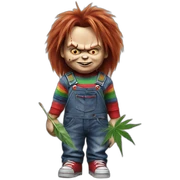 Chucky and weed sticker