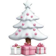 Light pink Christmas gifts under a white Christmas tree  sticker