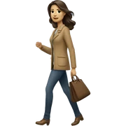 brunette caucasian woman dressed nice walking with a single purse sticker