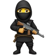 Ninja holding gun sticker