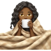 girl inside a blanket sipping coffee eyes closed sticker