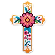 Cross with flowers  sticker