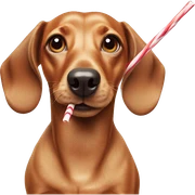 Dachshund with drinking straw looking crazy but cute  sticker