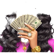 girl with jewelry and money sticker