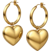 3D Rending 14k large hoop heart shape earrings
 sticker