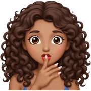 Brown woman with dark brown long curly hair blowing a kiss  sticker