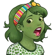 Girl shaking head with tongue out and mouth open sticker