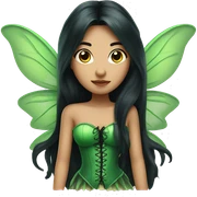 Fairy with long black hair green wings and green corset sticker
