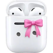 airpod with pink bow sticker