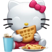 Hello kitty eating food sticker