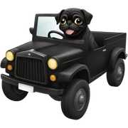 Black pug driving sticker