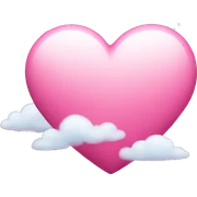 pink heart + cloud sticker