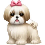 cream girl hugging cream long hair shih tzu with bow on head  sticker