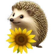Hedgehog sunflower sticker