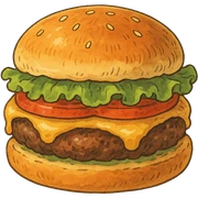 ghibli style juicy cheeseburger sticker
