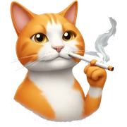 orange white cat smoking a cigarette  sticker