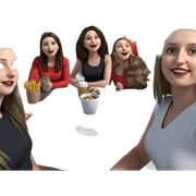 girls enjoying a meal together sticker