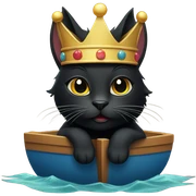 Black cat in a crown on a boat sticker