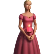 girl in pink dress with candle sticker