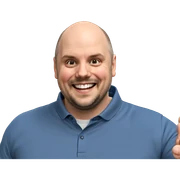 bald guy with a grin sticker