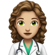 Female green eyes long brown wavy hair doctor  sticker