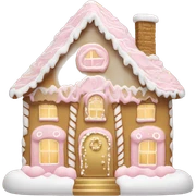 light pink and gold and white gingerbread house sticker