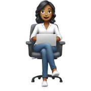 Remote worker, carefree expression, young woman in comfortable clothes sticker
