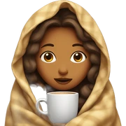 girl inside a blanket sipping coffee eyes closed sticker