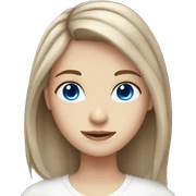 pale girl with brown medium length hair and blue eyes sticker