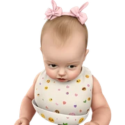 baby girl with bowl indoors sticker