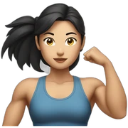 Athletic Asian girl show biceps sticker