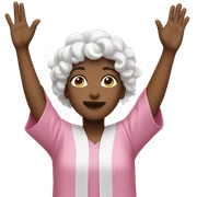 Pink girl with hallelujah celebration hands up sticker