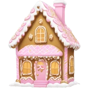 light pink and gold and white gingerbread house sticker
