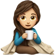 Brown hair Girl drinking coffee, with a cozy blanket sticker