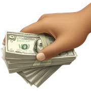Hand holding a stack of cash sticker