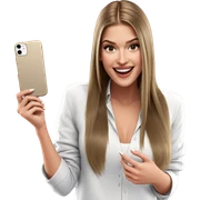 smiling girl with cellphone sticker