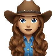 Cowgirl with long brown hair and blue eyes sticker
