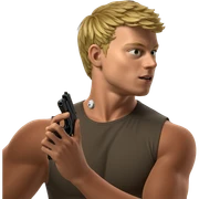 blonde boy with handgun sticker