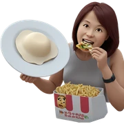 girl enjoying food at table sticker