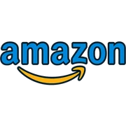 logo inspired by Amazon with a curved arrow under the word in color outline style sticker