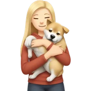 blonde girl hugs akita inu  sticker