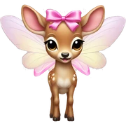baby deer with fairy wings and a pink bow around its neck  sticker