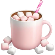 Light Pink mug of hot chocolate with marshmallows  sticker