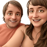 smiling couple with brown hair sticker