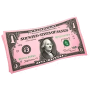 Pink pack of money sticker