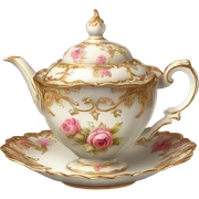 vintage highly detailed rococo tea cup and pot sticker