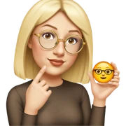 woman, wearing a longlsleeve dress, gold glasses sticker
