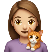 Girl with brown hair holding a orange cat sticker