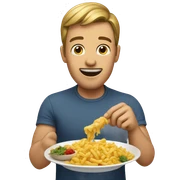 man eating food sticker