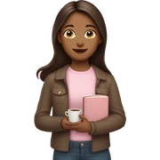 Brunette girl holding a light pink Bible in one hand and a coffee in the other hand sticker